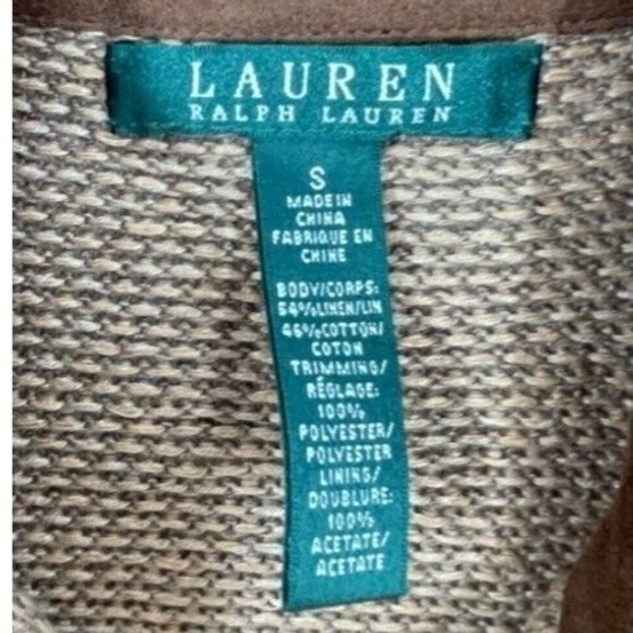Ralph Lauren Brown Knit Button Jacket Cardigan Mock Neck Preppy Equestrian Small - Picture 4 of 10